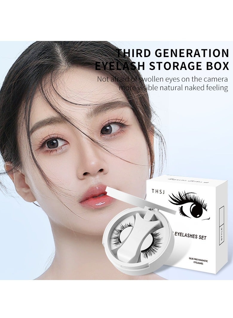 عام رموش صناعية مغناطيسية طبيعية، رموش صناعية مغناطيسية رموش مغناطيسية طبيعية، لا تحتاج إلى غراء أو محدد عيون تصميم جديد مع علبة متكاملة رموش مغناطيسية مع أداة توزيع المكياج، رموش صناعية، مجموعة رموش مغناطيسية قابلة لإعادة الاستخدام - Image 2