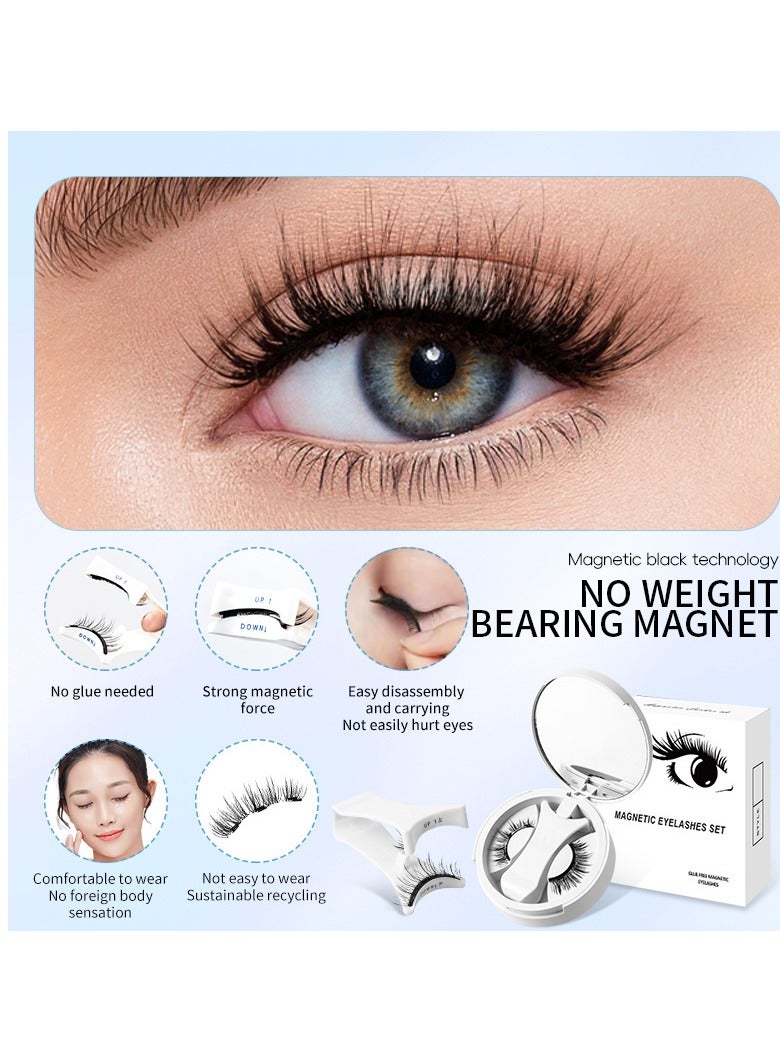 عام رموش صناعية مغناطيسية طبيعية، رموش صناعية مغناطيسية رموش مغناطيسية طبيعية، لا تحتاج إلى غراء أو محدد عيون تصميم جديد مع علبة متكاملة رموش مغناطيسية مع أداة توزيع المكياج، رموش صناعية، مجموعة رموش مغناطيسية قابلة لإعادة الاستخدام - Image 3