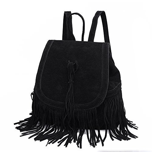 LUI SUI Women Backpack Purse Suede Fringed Tassel Shoulder Bag Fashion PU Leather Travel Bag Daypacks Purse - Image 3