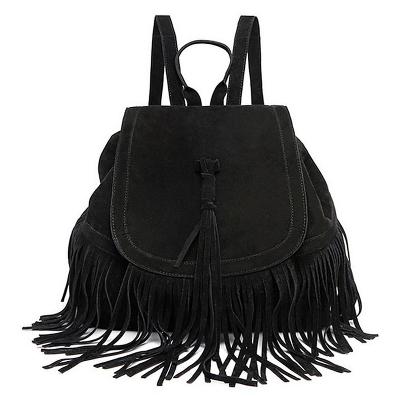 LUI SUI Women Backpack Purse Suede Fringed Tassel Shoulder Bag Fashion PU Leather Travel Bag Daypacks Purse - Image 5