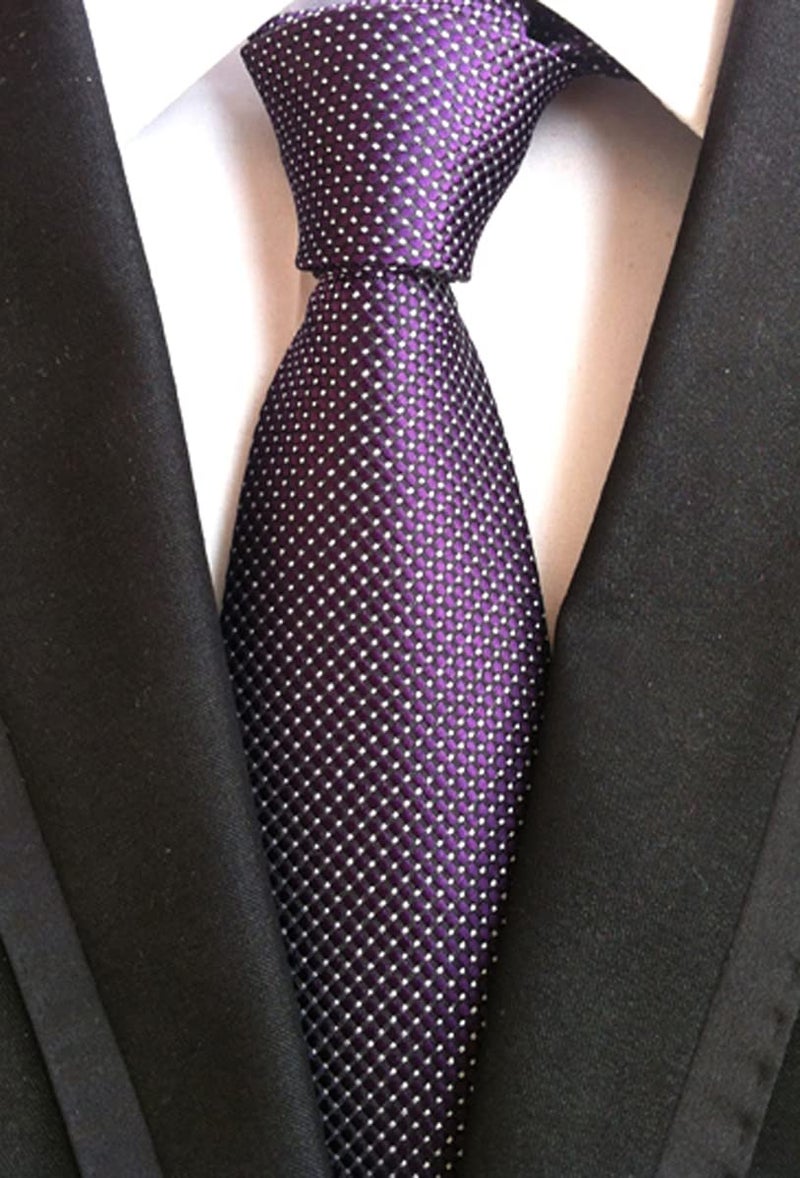 Ctskyte Men Boy Purple White Jacquard Silk Tie Elegant Necktie Every Day Business Attire - Image 2
