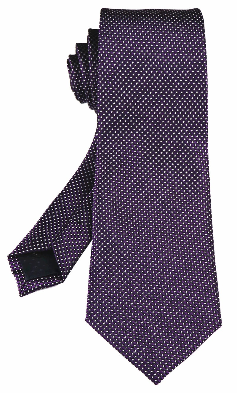 Ctskyte Men Boy Purple White Jacquard Silk Tie Elegant Necktie Every Day Business Attire - Image 3
