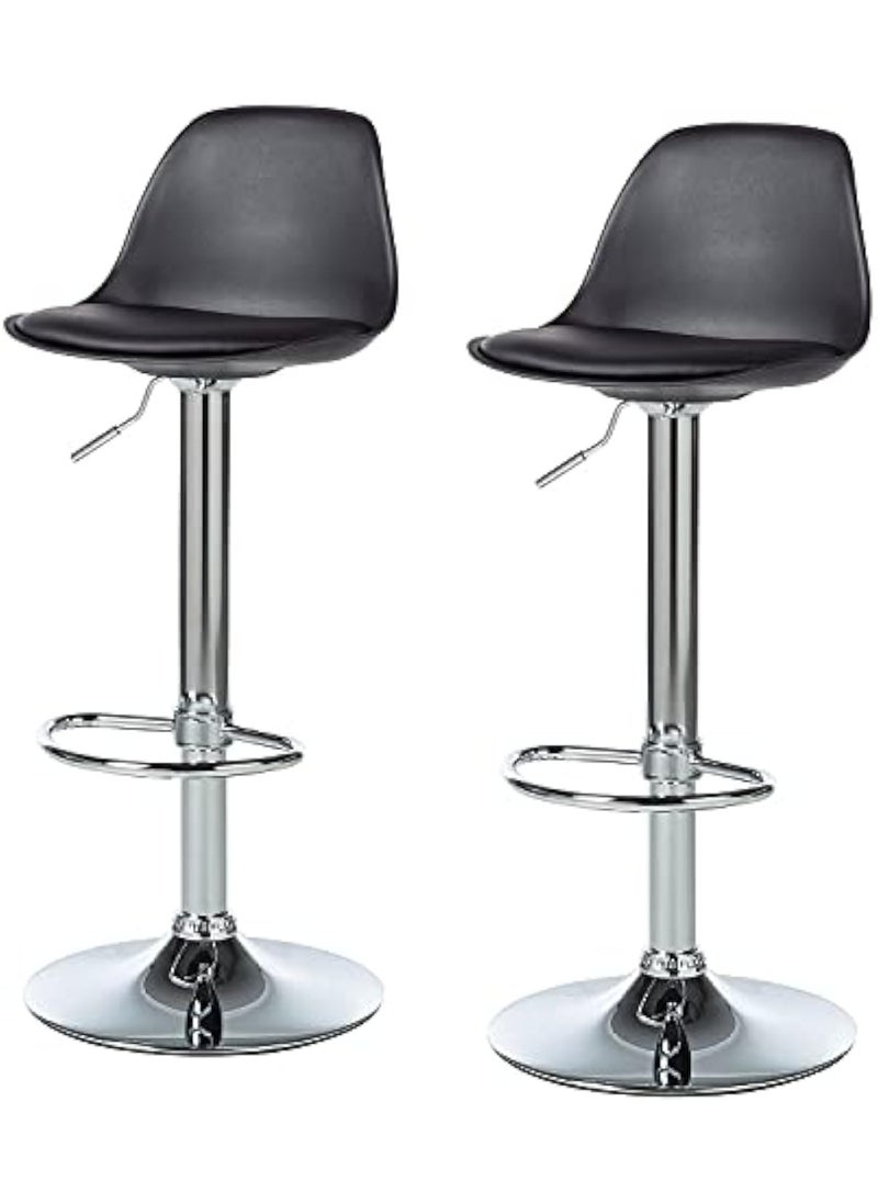 MAPLE HOME DECORATION Maple Home Decoration Swivel High Chair Bar Stool Adjustable Up Down Stainless Steel Base Office Restaurant Furniture (Black  - Image 1