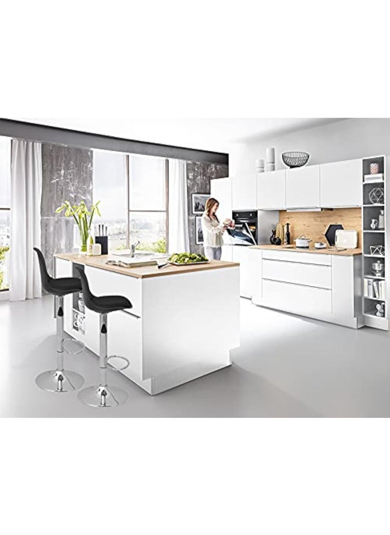 MAPLE HOME DECORATION Maple Home Decoration Swivel High Chair Bar Stool Adjustable Up Down Stainless Steel Base Office Restaurant Furniture (Black  - Image 2