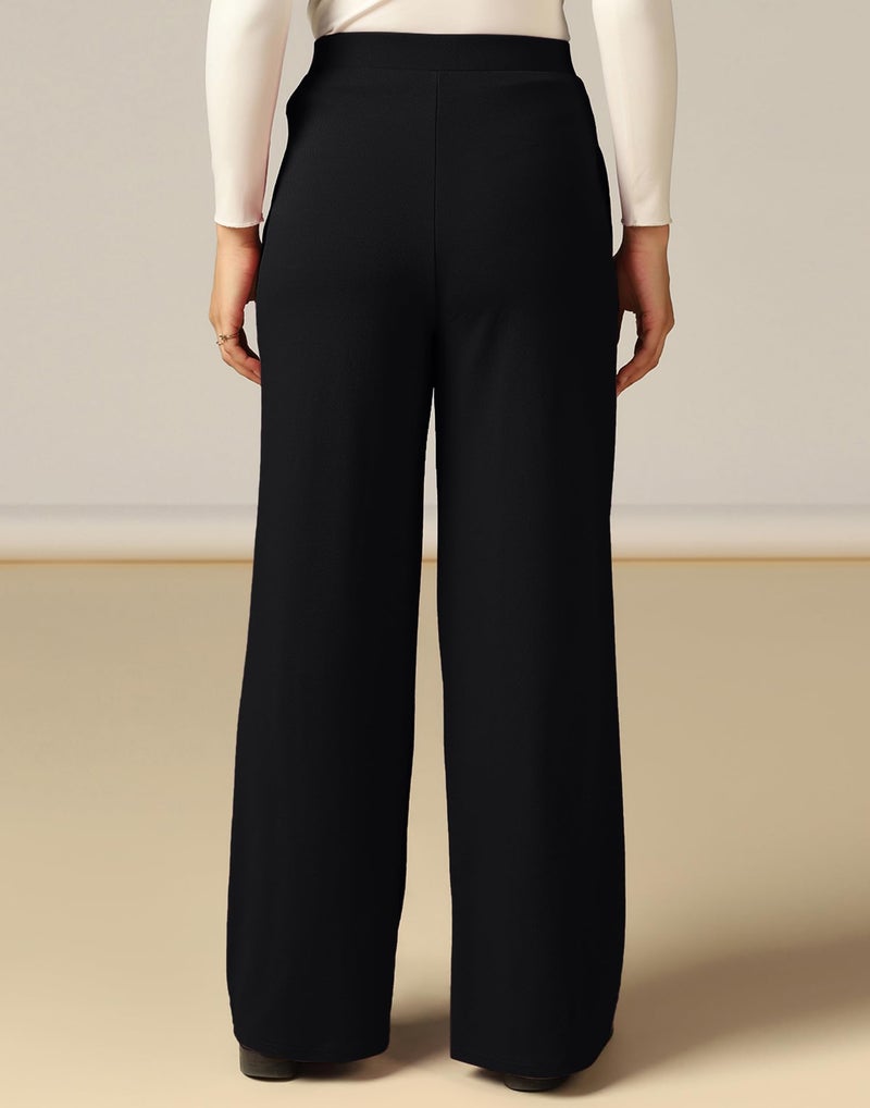 SIRIL Women's Polyester Solid Regular Fit Trouser Pant for Office, College & Events Formal Casual Daily Use (887BTK254-M_Black) - Image 2