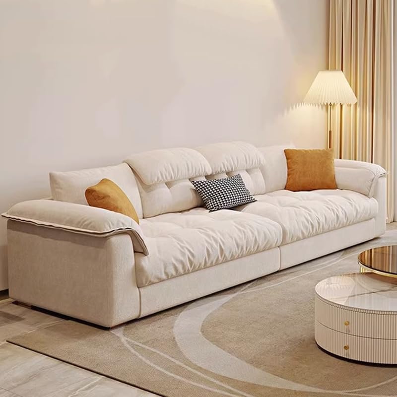 Comfynest Modern Beige-Upholstered Solid Pine Wood Sofa With Effort-Free Foam Filled Seats, 350.52 X 99.06 X 74.93 Cm Off-White - Image 1
