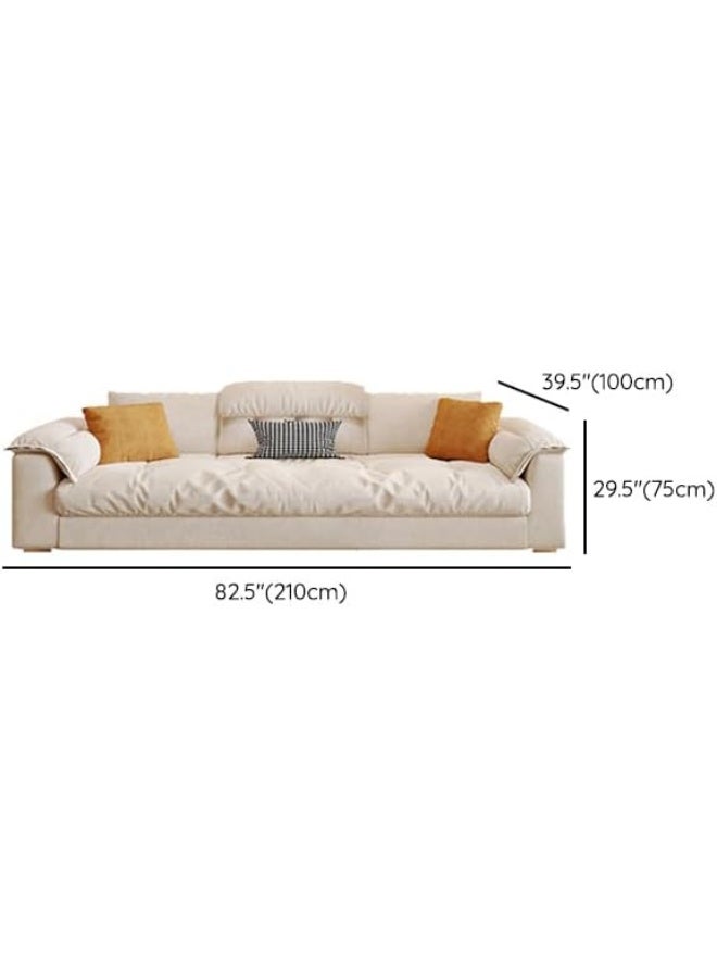 Comfynest Modern Beige-Upholstered Solid Pine Wood Sofa With Effort-Free Foam Filled Seats, 350.52 X 99.06 X 74.93 Cm Off-White - Image 2