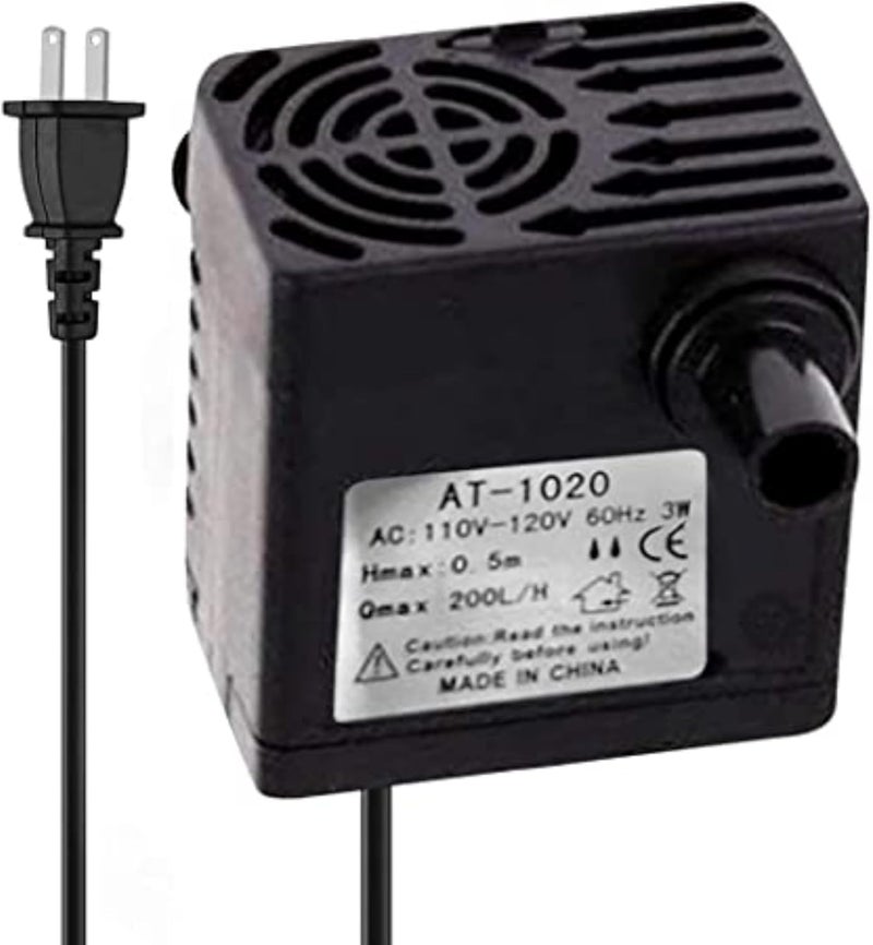 SunGrow Cat & Dog Waterer Fountain Replacement Pump, Submersible Aquarium Water Pump, 3 Watts, With Power Cord, Supports Small 3-5 Gallons Tank - Image 2