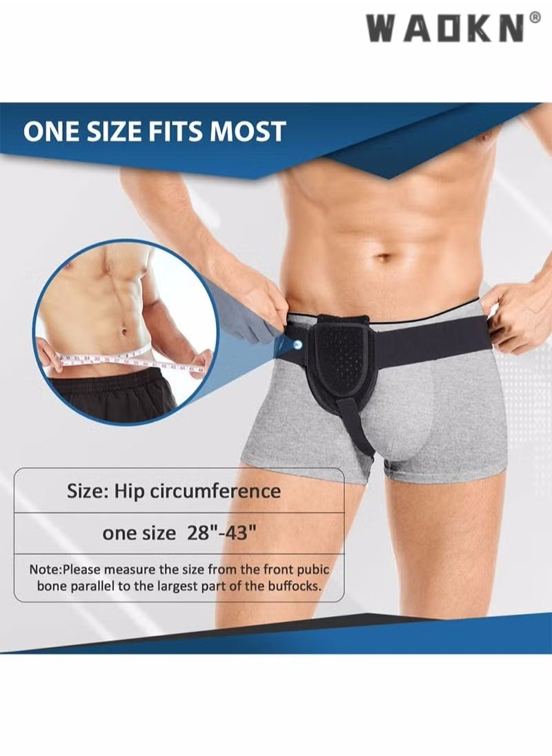 WAOKN Hernia Strap for Men and Women, Adjustable Hernia Support Truss for Groin, with 1 Removable Compression Pad, Inguinal or Lower Abdominal Hernia Strap, for Incisional Hernia, Femur (Black)  - Image 2