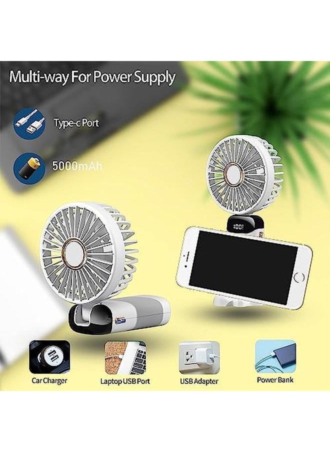 DMG TECH - Mini Handheld Fan Foldable Mini Fan 4000Mah Small Desk Fan Portable Personal Fan 90 Adjustable Usb Rechargeable Hanging Neck Fan For Kids Woman Man Home Office Outdoor Travel - Image 1