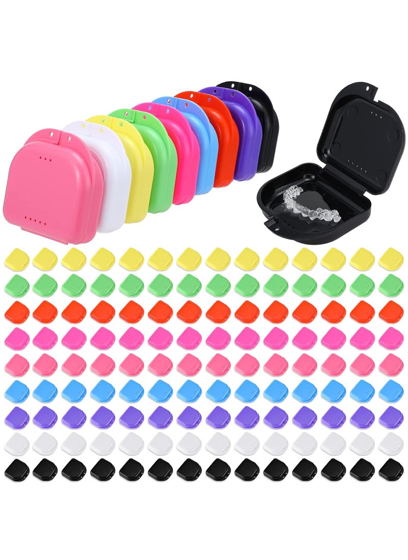 Nuenen Nuenen 180 Pcs Retainer Case with Vent Holes Mouth Guard Container Case Dental Storage Container Multicolor Dental Retainer Box for Office Travel Household 9 Colors Fresh Color  - Image 1