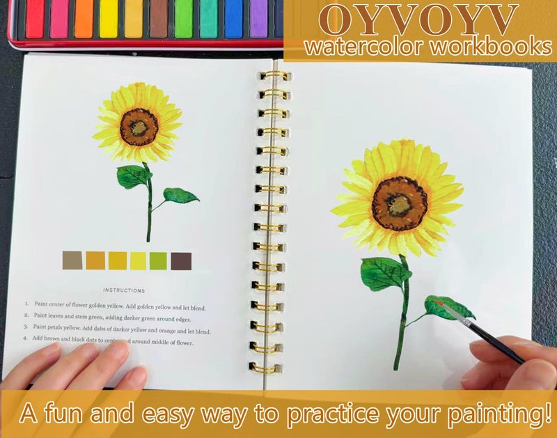Oyvoyv Watercolor Workbooks With 12 Illustractions Beginner Friendly Coloring Book Painting Kit Easy Nature Scenes Paint Set For Creative Exploration Gift For Adults Teens (Seaside  With Palette) - Image 2