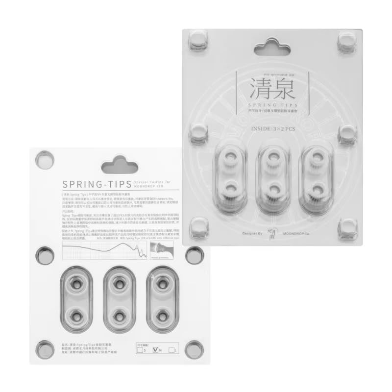 MOONDROP Spring Tips Silicone Eartips for Nozzle Diameter from 4.8mm-6.4mm Acoustic waveguide + Double Support Structure Silicone Earphone Ear-Tips 3pairs (M-3pairs) - Image 1