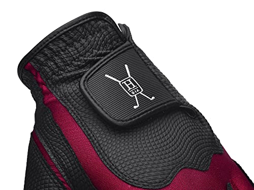 Handy Picks Men’s Golf Glove - Premium Japanese Synthetic Leather, 4-Way Stretch with Strong Grip, Breathable n Durable (Black n Red, Medium Large) - Image 3