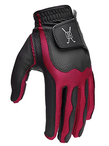 Handy Picks Men’s Golf Glove - Premium Japanese Synthetic Leather, 4-Way Stretch with Strong Grip, Breathable n Durable (Black n Red, Medium Large) - Image 4