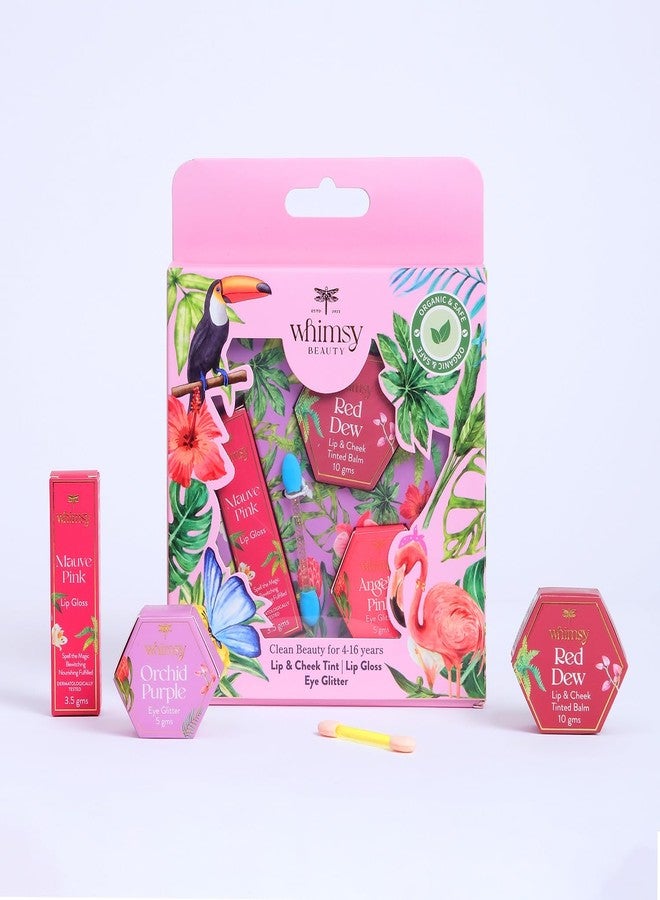 ويمسي مجموعة تجميل عضوية من ويمسي بيوتي مكونة من 3 قطع للبنات | مجموعة مكياج آمنة | هدية عيد ميلاد للبنات | مرطب ومغذي للشفاه والخدود، ملمع شفاه غير لزج وخفيف الوزن، قلم تحديد عيون قابل للغسل بالماء - Image 3