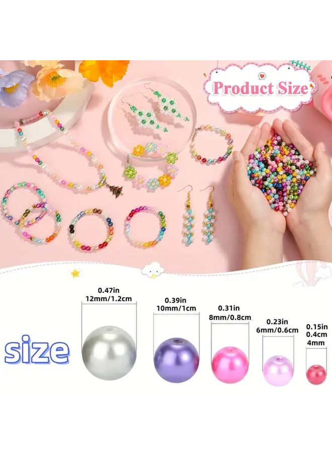 500 Pcs 6mm Colored Pearls Beads For Jewelry Making Handcrafted Colorful Round Spacer Beads With Holes For DIY Craft Bracelet Necklace Earrings Wedding Party Hair Brooch Decoration - Image 3