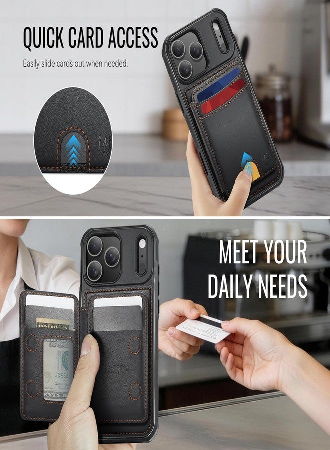 Usroom for iPhone 17 Pro Max Case Wallet Compatible with Magsafe, RFID Blocking Magnetic Card Holder 2 in 1 Detachable Kickstand Shockproof Phone Case for iPhone 17 Pro Max 6.9" Black - Image 4