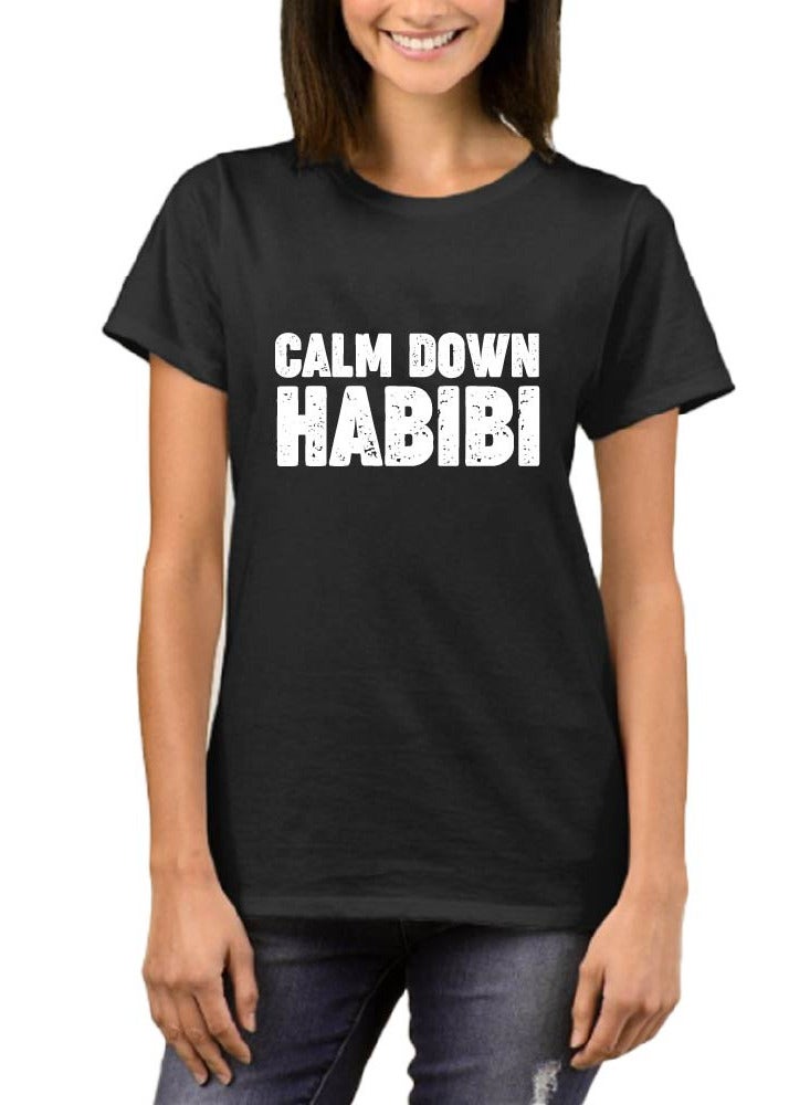 PRINTSHOP4ME Women's Habibi Dubai Cotton T-Shirt - Habibi come to Dubai T-Shirt for Women's - Round Neck Short Sleeve Habibi Women's T-Shirt - Habibi Dubai Themed - Image 1