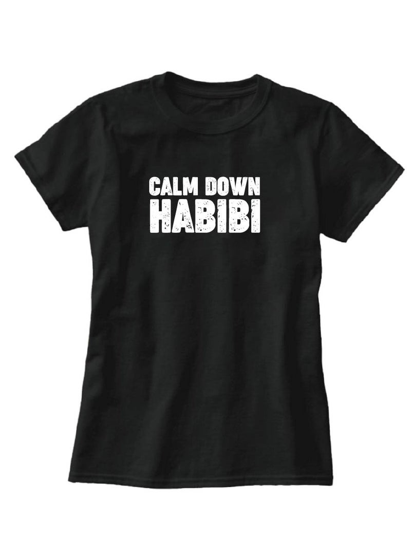 PRINTSHOP4ME Women's Habibi Dubai Cotton T-Shirt - Habibi come to Dubai T-Shirt for Women's - Round Neck Short Sleeve Habibi Women's T-Shirt - Habibi Dubai Themed - Image 3