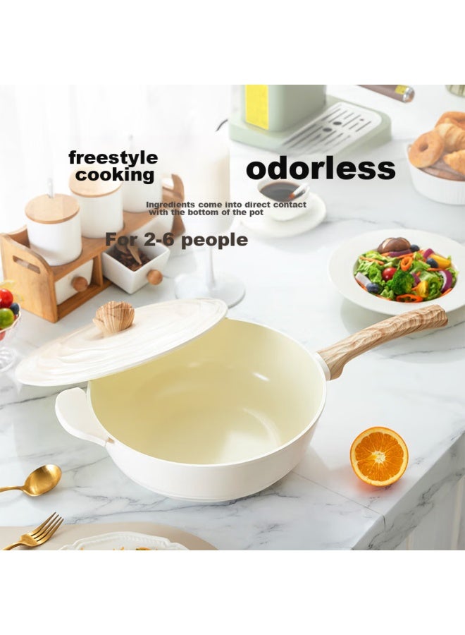 Amercook Ceramic Non-stick Wok, Forest Flower Titanium Ceramic Pan, Uncoated Stir-fry Pan, For Home Use, Compatible With Induction And Gas Stoves - Image 1