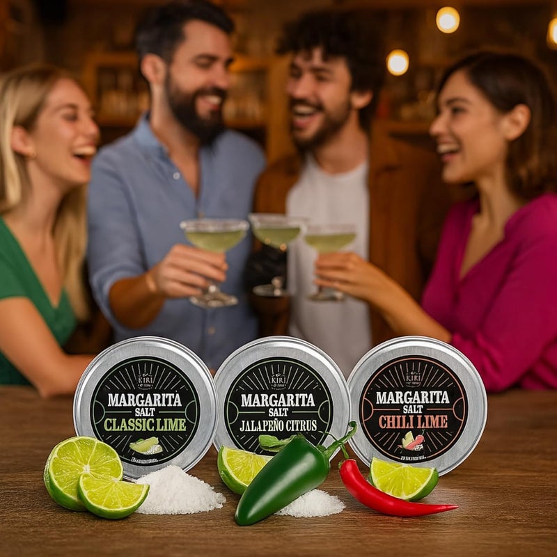 Kiri & Sons طقم ملح مارجريتا وكوكتيل بنكهة مميزة - 3 عبوات 3.5 أونصة (فلفل حار ليمون، فواكه هالابينو، ليمون كلاسيكي، هابانيرو وعسل) - بدون ثاني أكسيد السيليكون، غطاء سهل الفتح، كوكتيلات - Image 2