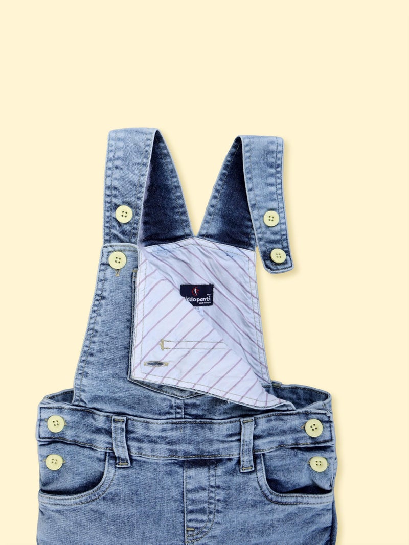 KiddoPanti Boys Denim Dungaree Pant, Lt Rag Wash Blue - 2-3Y - Image 5