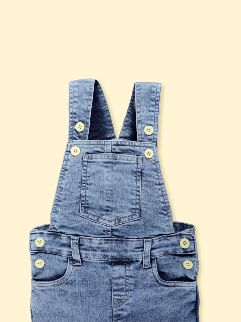 KiddoPanti Boys Denim Dungaree Pant, Lt Rag Wash Blue - 2-3Y - Image 4