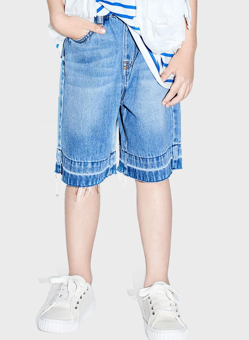 Little MO & CO Kids Raw Hem Denim Shorts