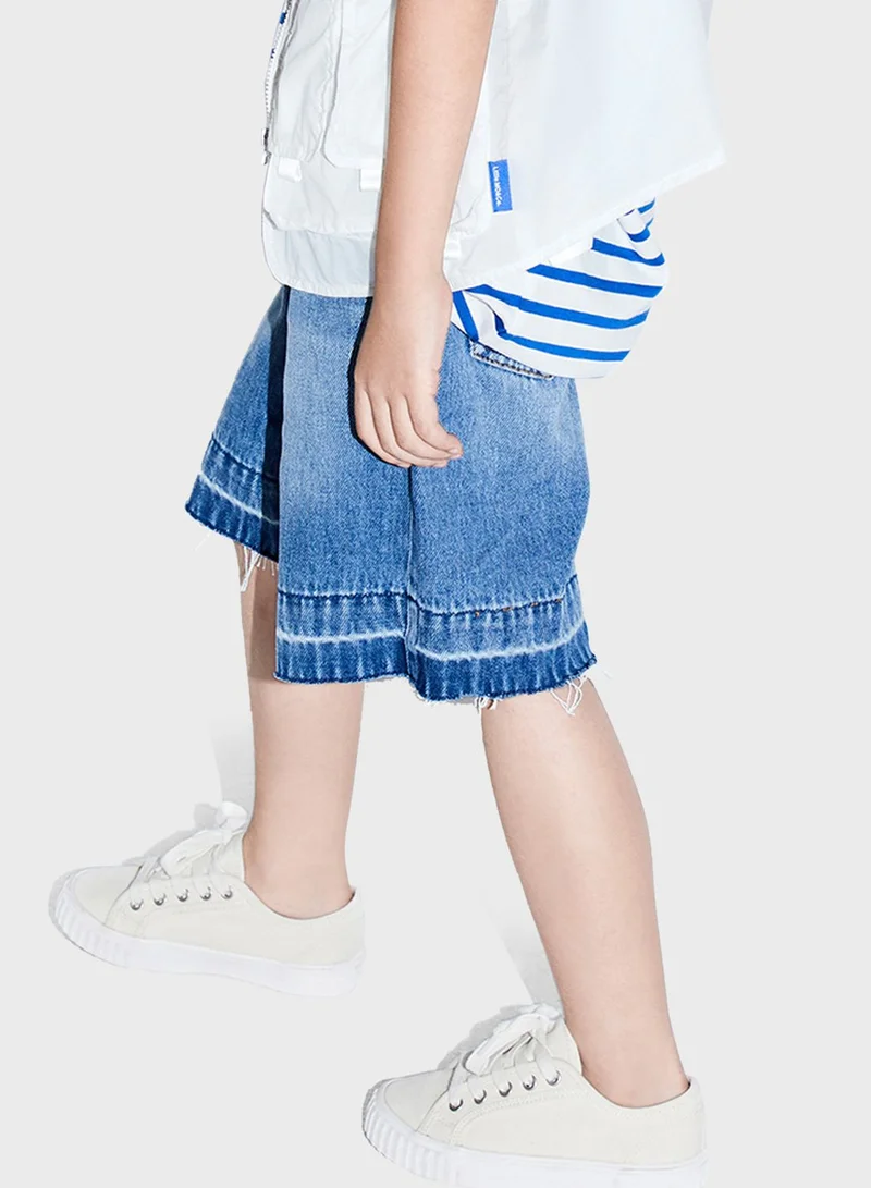 Little MO & CO Kids Raw Hem Denim Shorts