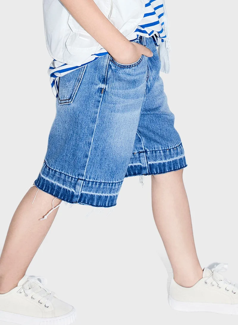 Little MO & CO Kids Raw Hem Denim Shorts