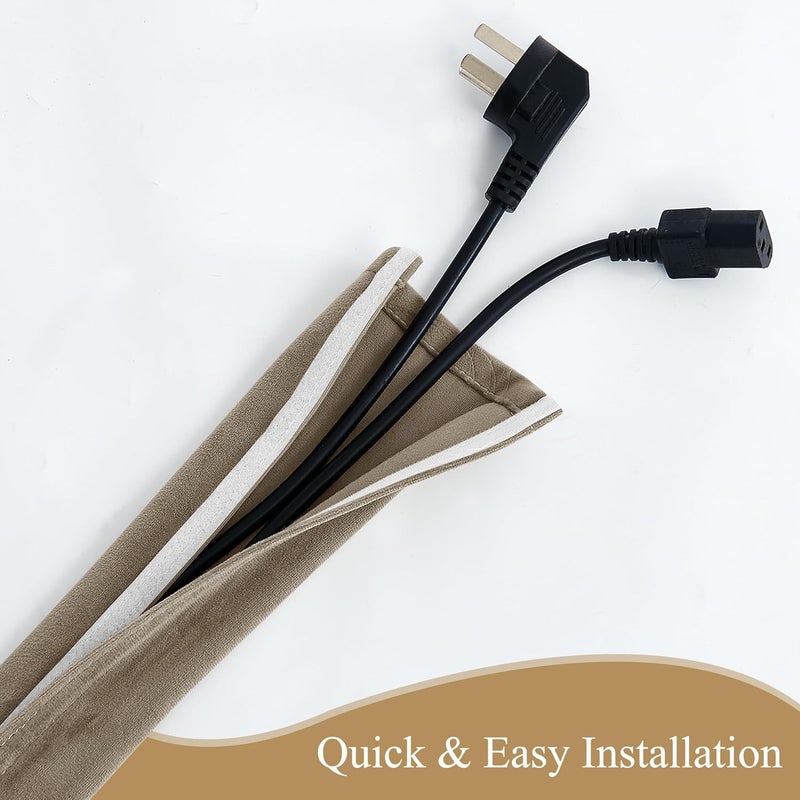 StangH Lamp Cord Cover Hides Cables Electirc Wire and Chain Cover Channel Cord Hider Light Fixtures Chandelier Cord Cover Home Decor Elegantly for TV/PC Computer/Office/Home 72 Inch 1 Pc -Camel Beige - Image 3