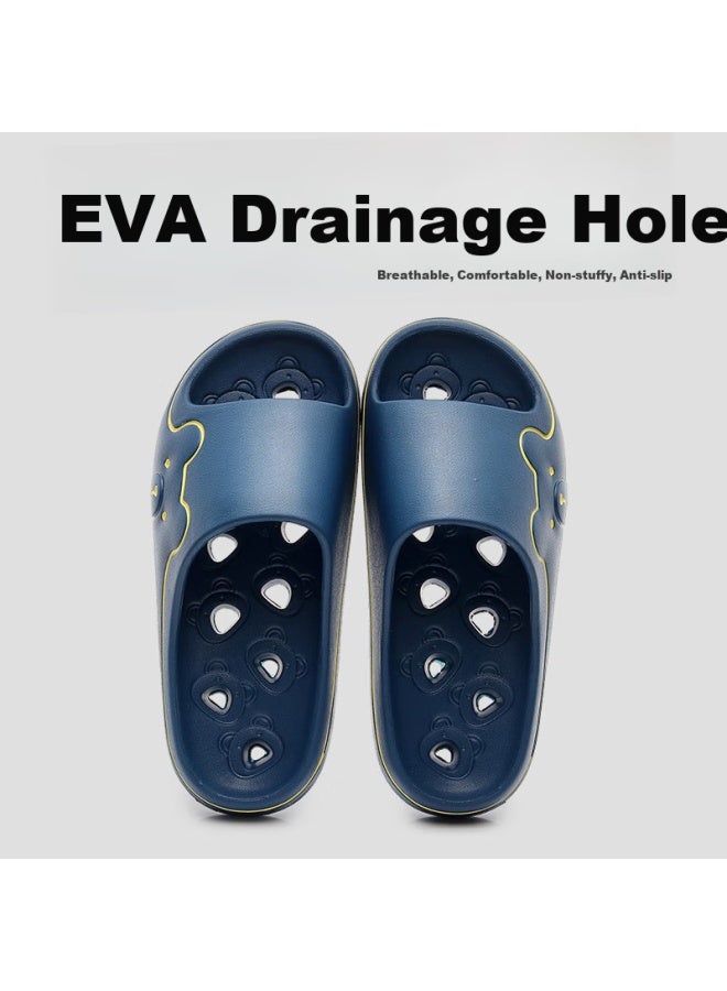 XGGC Xggc Bathroom Slippers Men Indoor Home Bath Anti-slip Leak Hollow Cute Couple Slippers Navy Blue 40-41  - Image 3