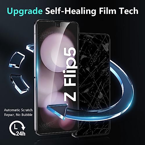 YWXTW [ 2023 Upgraded Alignment Tool for Samsung Galaxy Z Flip 5 Screen Protector, 2 Pack Inner Soft EPU + 2 Pack Front Tempered Glass + 2 PCS Metal Camera Lens Protector, Case Friendly - Image 4