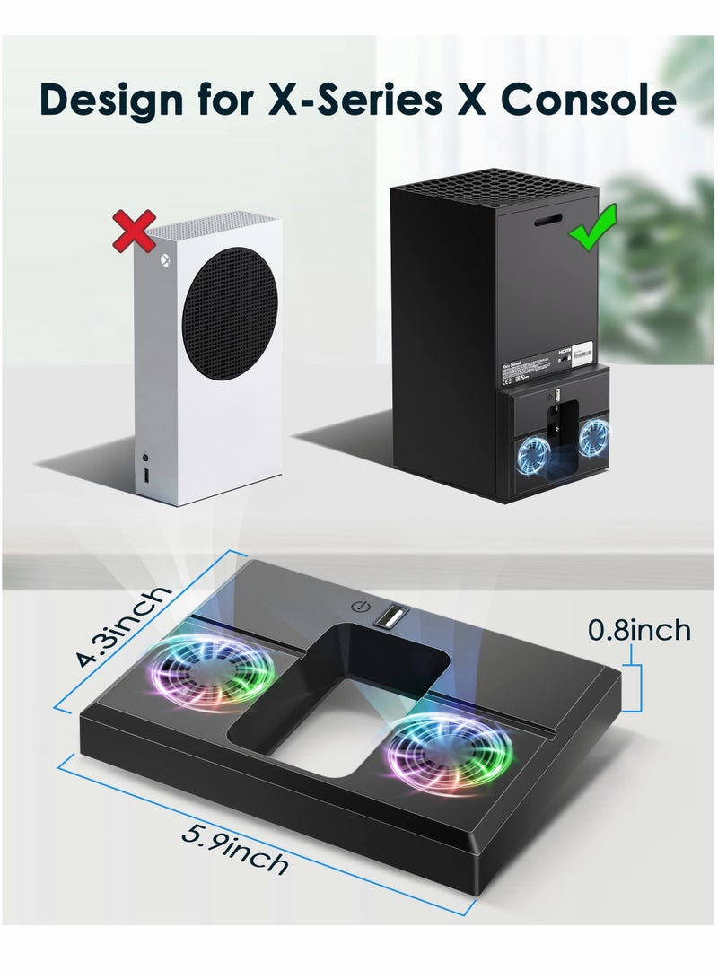 KASTWAVE Vertical Cooling Fan for Xbox Series X, USB Powered Cooling Stand with RGB LED Light - Image 5