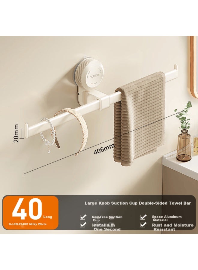 Cobbe Suction Cup Towel Rack No-drill Space Aluminum Gun Gray Wall-mounted Bathroom Single Towel Bar - Image 1