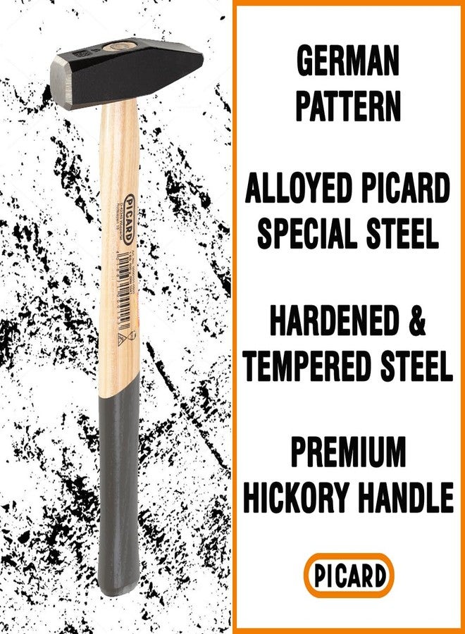 Picard Riveting Hammer 500g - German Pattern, Black Powder-Coated Alloy Steel Head, Ring Wedge Fixture for Secure Connection, Hickory Handle, Industrial-Grade Tool, 0000102-0500 - Image 2
