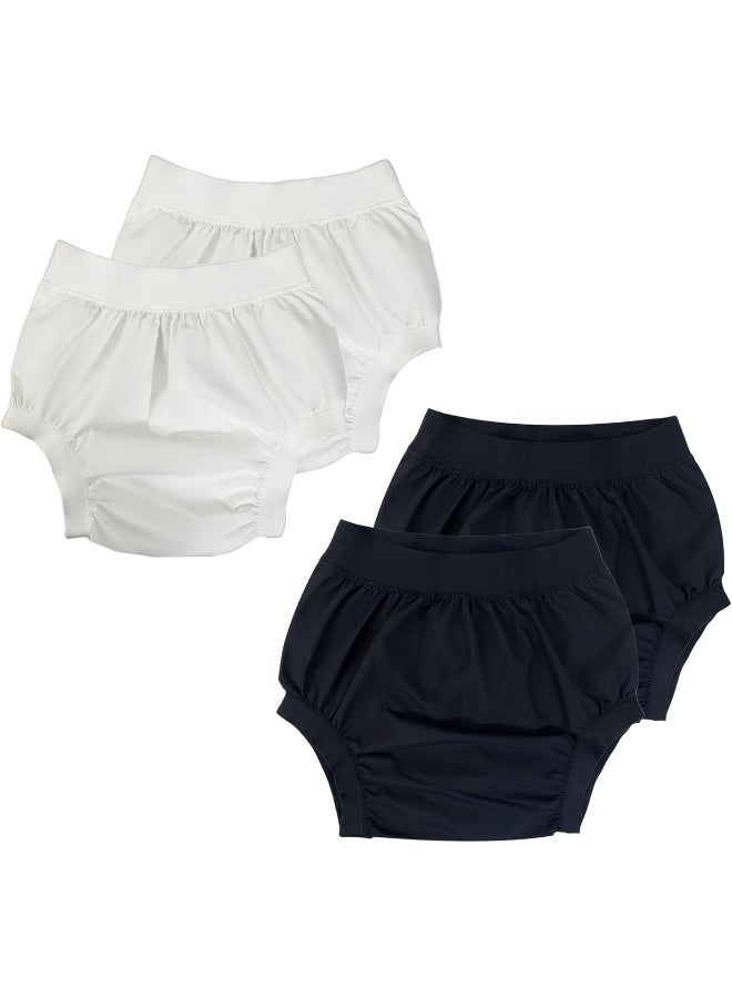 AQX Cloth Diaper Covers for Adults, Reusable Waterproof Underwear for Incontinence Leak Proof High Waist Plastic 4 Pack (Black and White, L) - Image 1