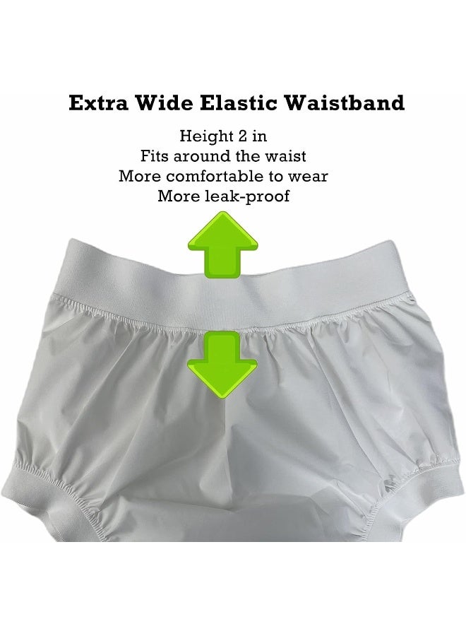 AQX Cloth Diaper Covers for Adults, Reusable Waterproof Underwear for Incontinence Leak Proof High Waist Plastic 4 Pack (Black and White, L) - Image 3