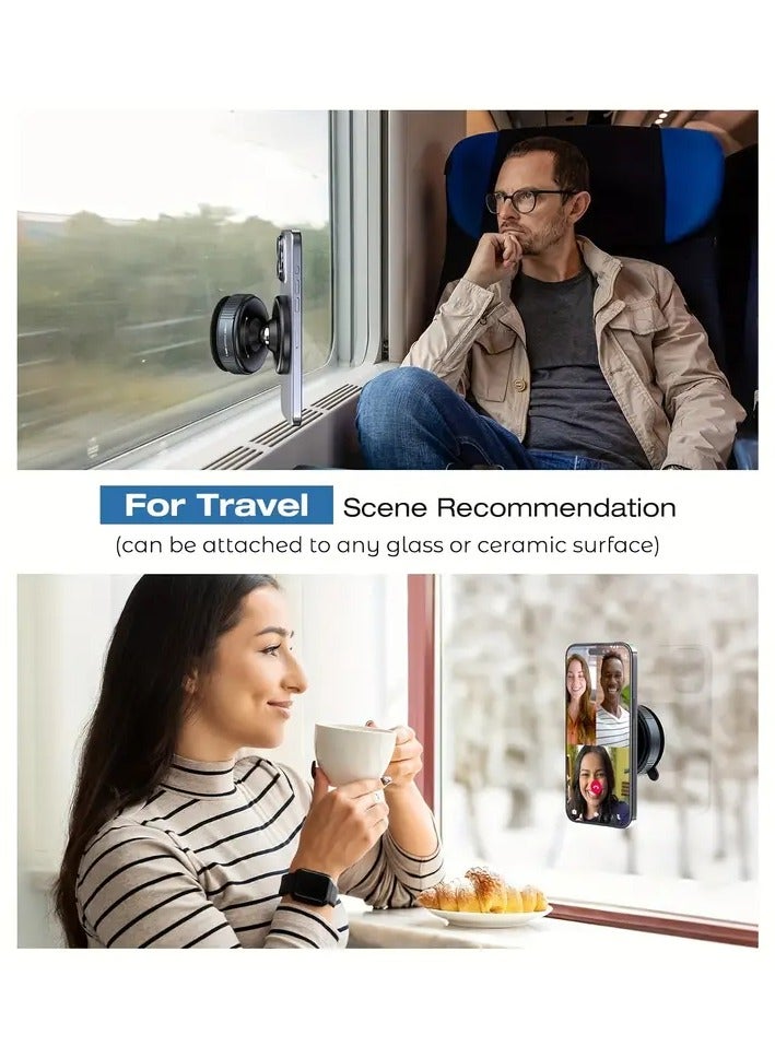 360° Adjustable Vacuum Magnetic Suction Cup Phone Mount, for Car,Gym,Mirror,Smooth Surface, Compatible with Phone Android and All Smartphones Strong Magnetic Hands-Free Suction Cup Phone Holder - Image 5