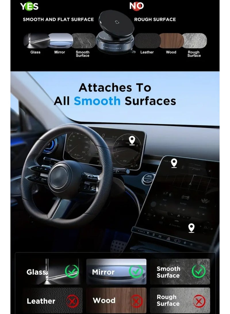 360° Adjustable Vacuum Magnetic Suction Cup Phone Mount, for Car,Gym,Mirror,Smooth Surface, Compatible with Phone Android and All Smartphones Strong Magnetic Hands-Free Suction Cup Phone Holder - Image 3