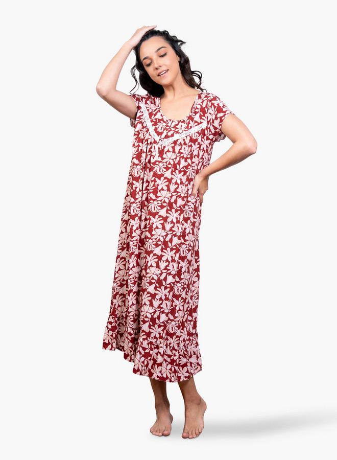 أدريا آدارايا ثوب نوم بطبعة زهور شاملة - Image 1