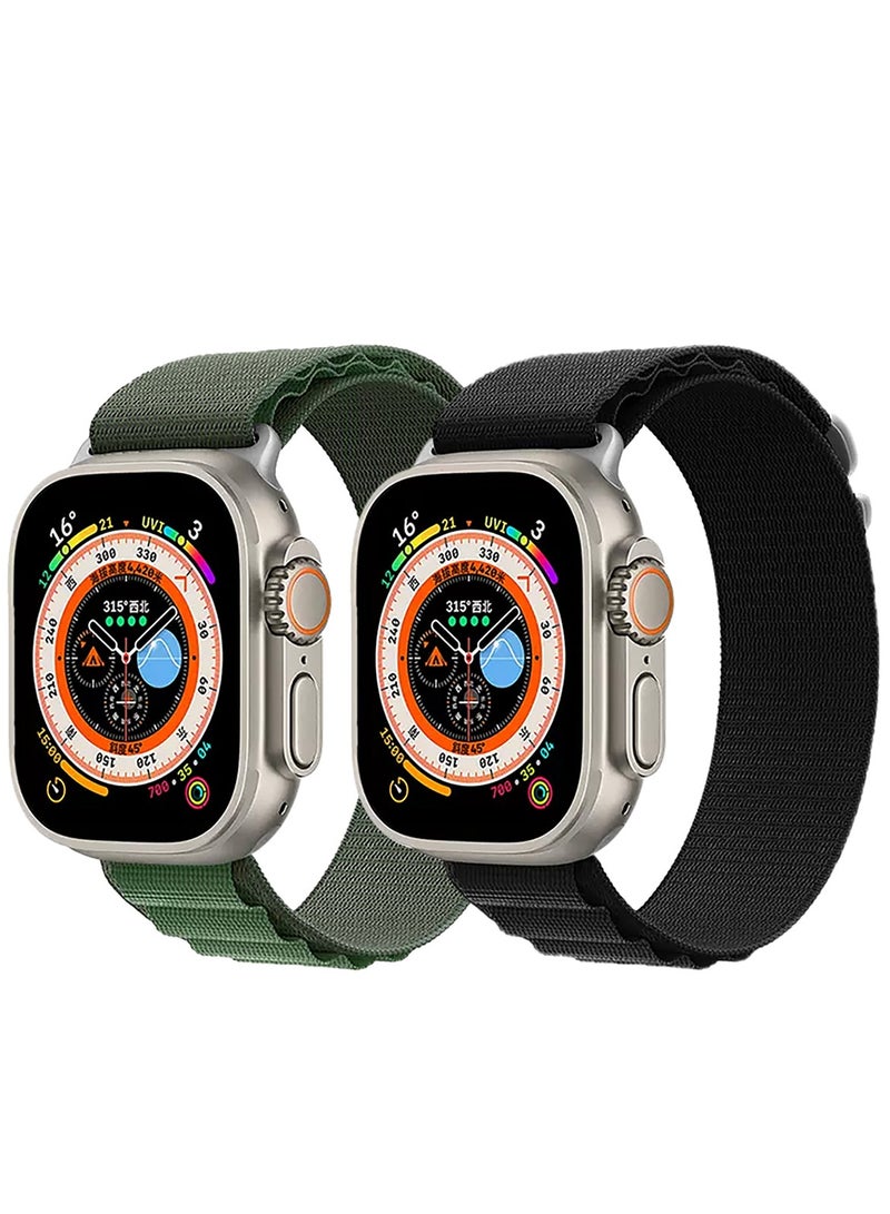 Tersely (2 Pack) Alpine Loop Nylon Band Compatible with Apple Watch Ultra 42mm 44mm 45mm 49mm,Adjustable Sport with Titanium G-Hook Braided bands for iWatch Series 8/7/6/5/4/3/2/1/SE  - Image 1