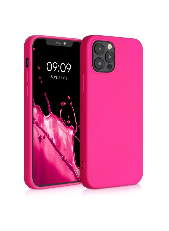 kwmobile Case Compatible with Apple iPhone 12 / iPhone 12 Pro Case - Slim Protective TPU Silicone Phone Cover - Neon Pink - Image 1