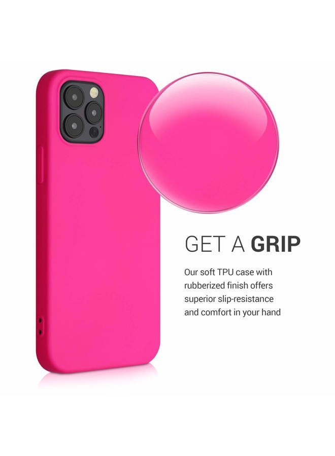 kwmobile Case Compatible with Apple iPhone 12 / iPhone 12 Pro Case - Slim Protective TPU Silicone Phone Cover - Neon Pink - Image 4