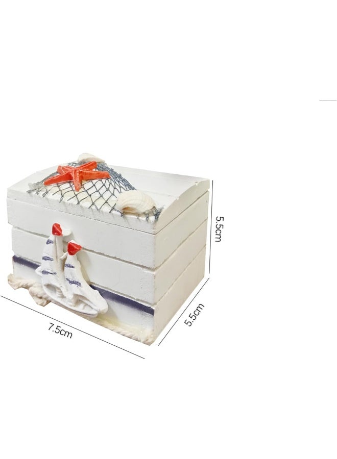 FAB D'COR Mediterranean Storage Box Nautical Cove Treasure Chest Vintage Jewelry Case Boat Box, Suitcases Sea Decor  - Image 4