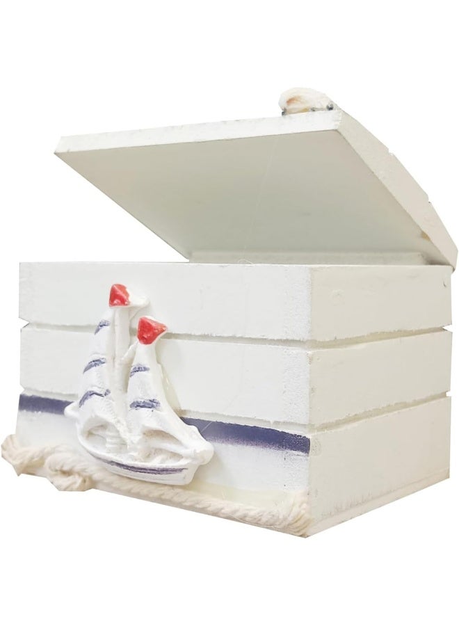 FAB D'COR Mediterranean Storage Box Nautical Cove Treasure Chest Vintage Jewelry Case Boat Box, Suitcases Sea Decor  - Image 5
