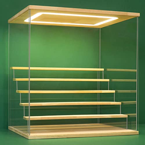 NONEMEY حامل عرض أكريليك شفاف NONEMEY مع ضوء LED 23456 صندوق تخزين متعدد الطبقات علبة عرض مضادة للغبار منظم للقطع القابلة للجمع 6 طبقات 157125165 بوصة