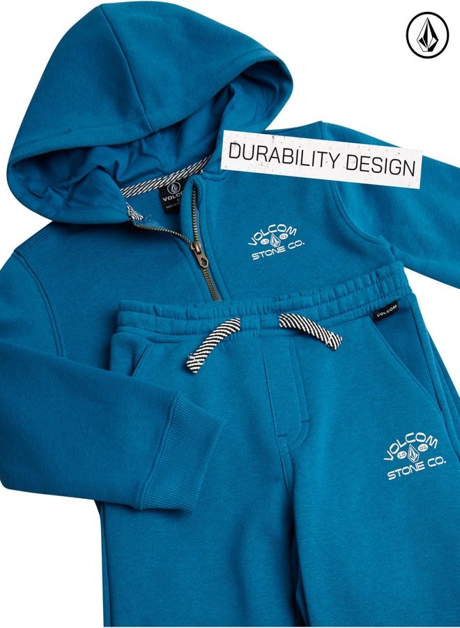 Volcom Infant Baby Boys Tracksuits - 2 Piece Soft Fleece Full Zip Up Hoodie and Jogger Pants Set for Toddler Boys (12M-7), Size 5, Greenish Blue Teal - Image 3