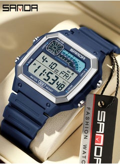 Sanda SANDA 6196 Men Electronic Watches Round Square Fashion Luminous Stainless Steel Strap Arabic Tidal Worship Male Wrist Watch  - Image 1